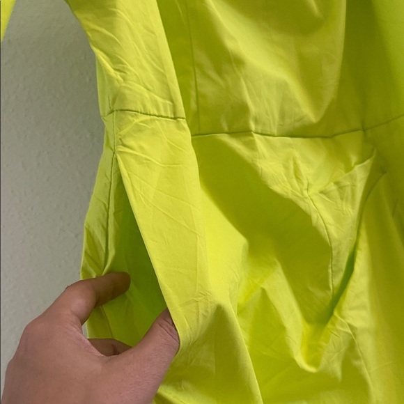 Chic Lime Green Puff Sleeve Midi Dress - Picture 4 of 4